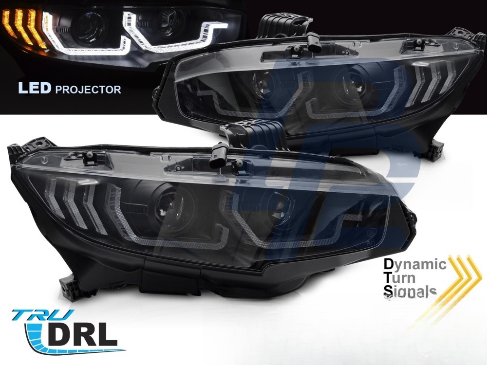 LED Headlights Black DRL Sequential for Honda Civic X 2016–2021 - 4