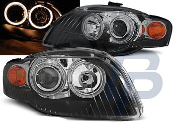 HEADLIGHTS AUDI A4 B7 11.04-03.08 ANGEL EYES BLACK