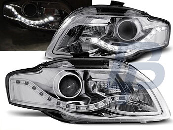 HEADLIGHTS AUDI A4 B7 11.04-03.08 DAYLIGHT CHROME