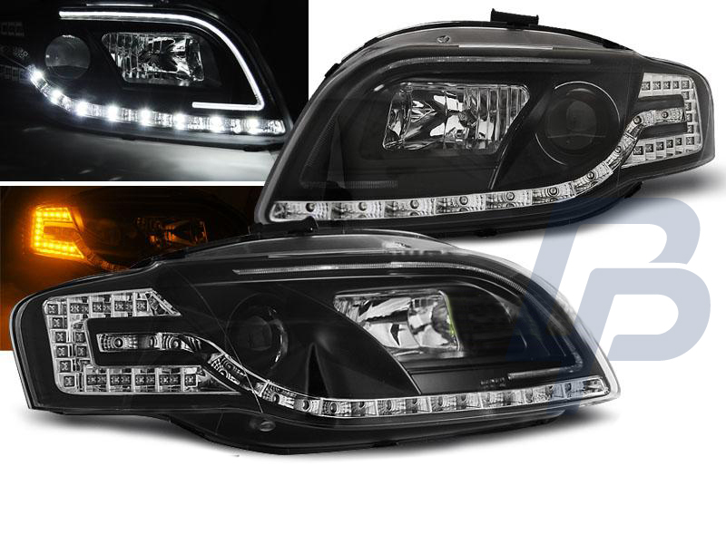 STRÅLKASTARE AUDI A4 B7 11.04-03.08 LED TUBE LIGHTS SVARTA - 3