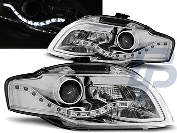 HEADLIGHTS AUDI A4 B7 11.04-03.08 DAYLIGHT CHROME DRL
