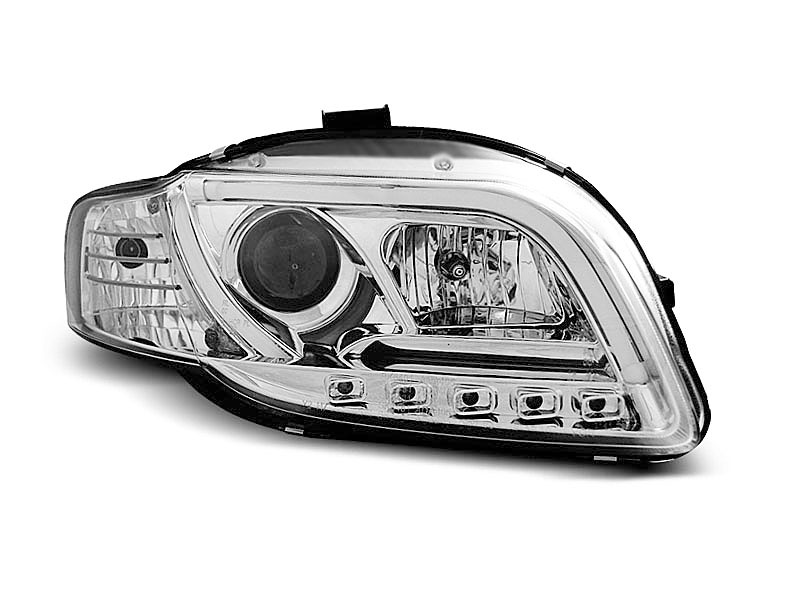 HEADLIGHTS AUDI A4 B7 11.04-03.08 TUBE LIGHTS CHROME TRU DRL