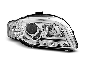 HEADLIGHTS AUDI A4 B7 11.04-03.08 TUBE LIGHTS CHROME TRU DRL