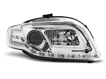 HEADLIGHTS AUDI A4 B7 11.04-03.08 LED TUBE LIGHTS CHROME