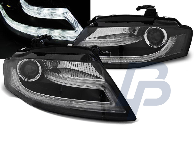 HEADLIGHTS AUDI A4 B8 04.08-11 TRU DRL BLACK HID XENON - 5