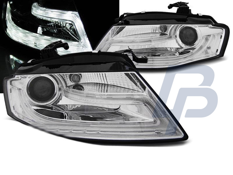 STRÅLKASTARE AUDI A4 B8 04.08-11 TRU DRL KROMADE HID XENON - 5