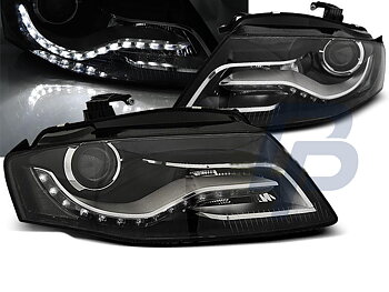 HEADLIGHTS AUDI A4 B8 04.08- 11 TRU DRL BLACK