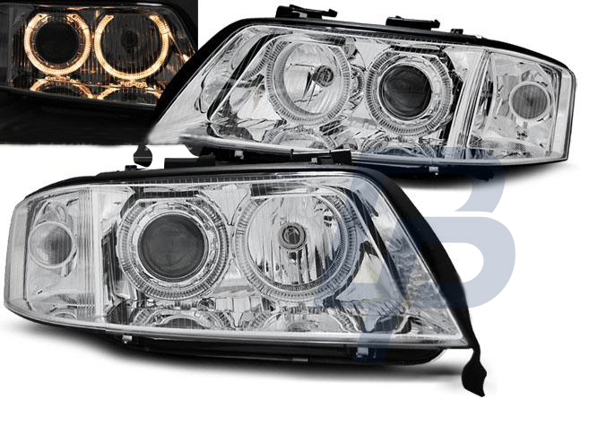 HEADLIGHTS AUDI A6 A6 06.01-05.04 ANGEL EYES CHROME XENON - 2