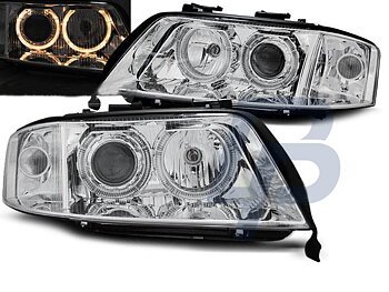 HEADLIGHTS AUDI A6 A6 06.01-05.04 ANGEL EYES CHROME XENON