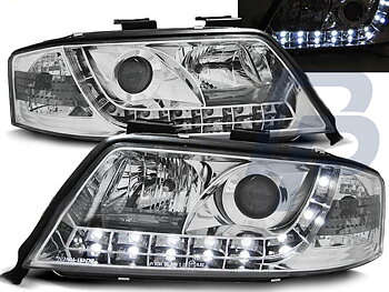 HEADLIGHTS AUDI A6 06.01-05.04 DAYLIGHT CHROME