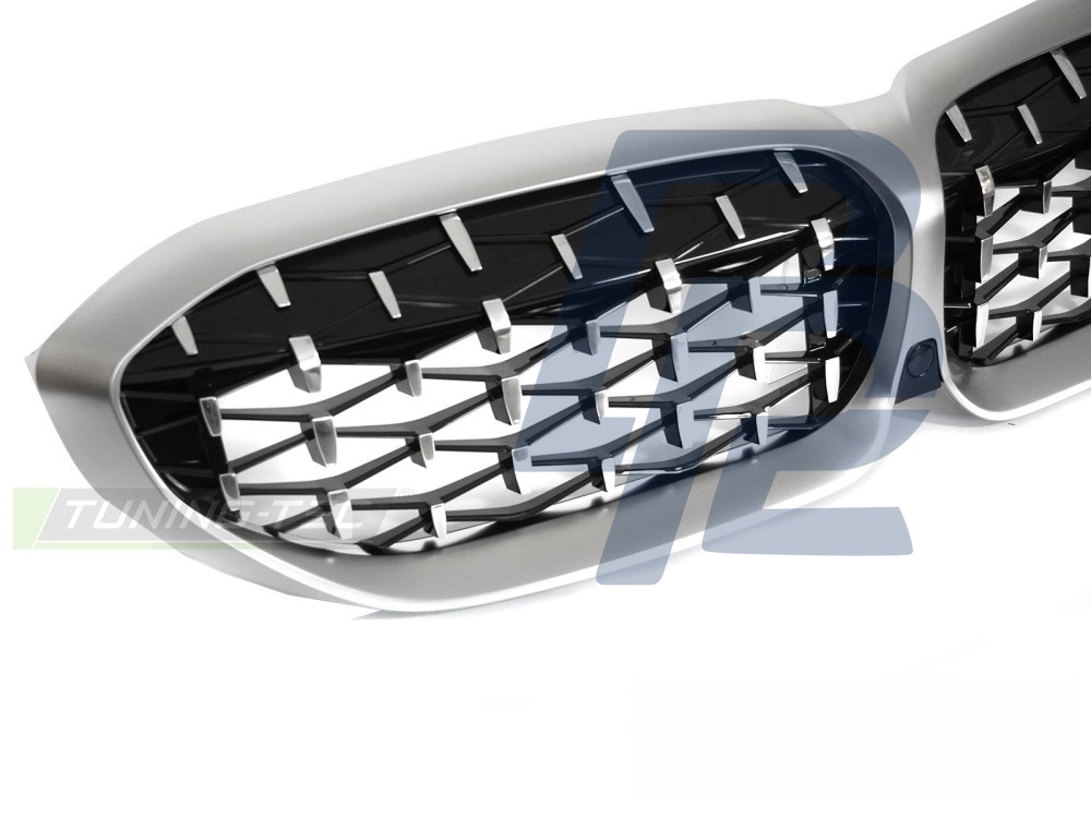 Grille Diamond Silver Matt Chrome for BMW G20 / G21 2019–2022 - 3