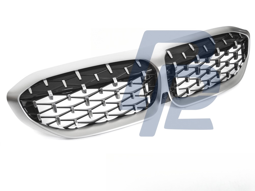 Grille Diamond Silver Matt Chrome for BMW G20 / G21 2019–2022 - 4