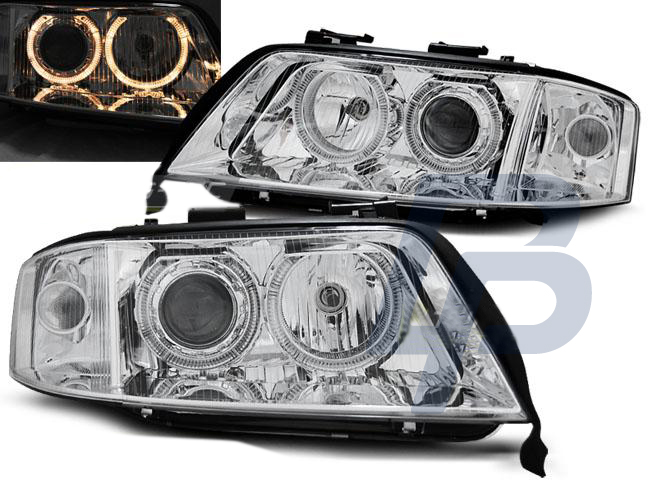 HEADLIGHTS AUDI A6 06.01-05.04 ANGEL EYES CHROME - 2
