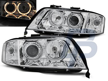 HEADLIGHTS AUDI A6 06.01-05.04 ANGEL EYES CHROME
