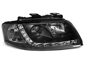 HEADLIGHTS AUDI A6  06.01-05.04 DAYLIGHT BLACK