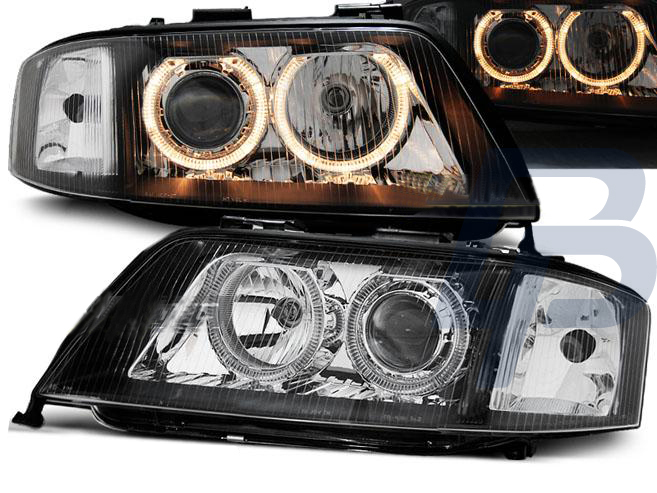 HEADLIGHTS AUDI A6 05.97-09.99 ANGEL EYES BLACK - 2