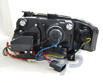 HEADLIGHTS AUDI A6 05.97-05.01 TUBE LIGHTS TRU DRL BLACK