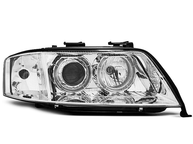 HEADLIGHTS AUDI A6 05.97-09.99 ANGEL EYES CHROME
