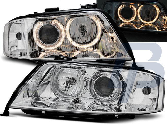 HEADLIGHTS AUDI A6 05.97-09.99 ANGEL EYES CHROME - 2