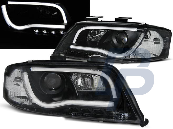 HEADLIGHTS AUDI A6 05.97-05.01 LED TUBE LIGHTS BLACK - 2