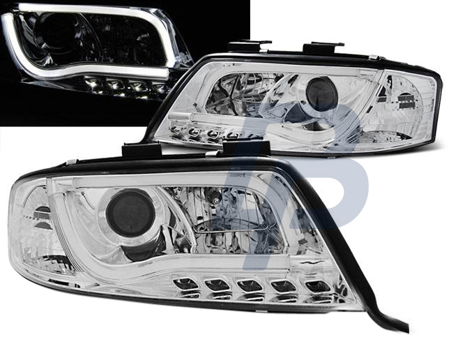HEADLIGHTS AUDI A6 05.97-05.01 LED TUBE LIGHTS CHROME - 2