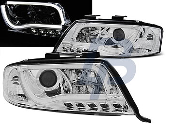 HEADLIGHTS AUDI A6 05.97-05.01 LED TUBE LIGHTS CHROME