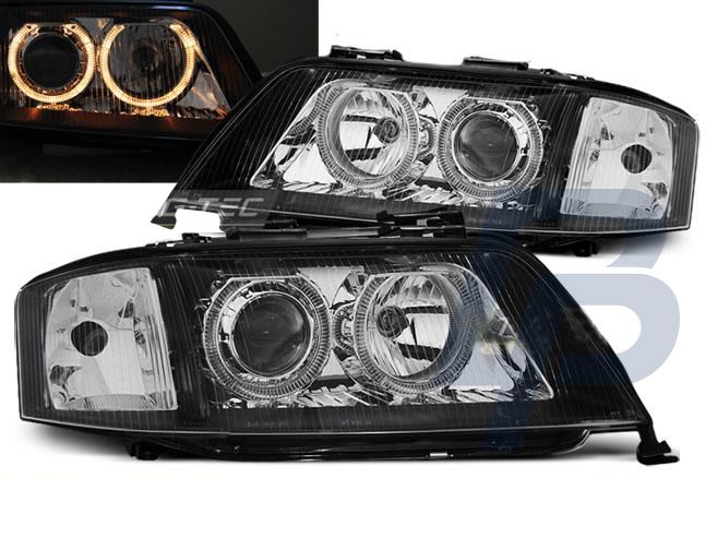 HEADLIGHTS AUDI A6 05.97-09.99 ANGEL EYES BLACK XENON - 2