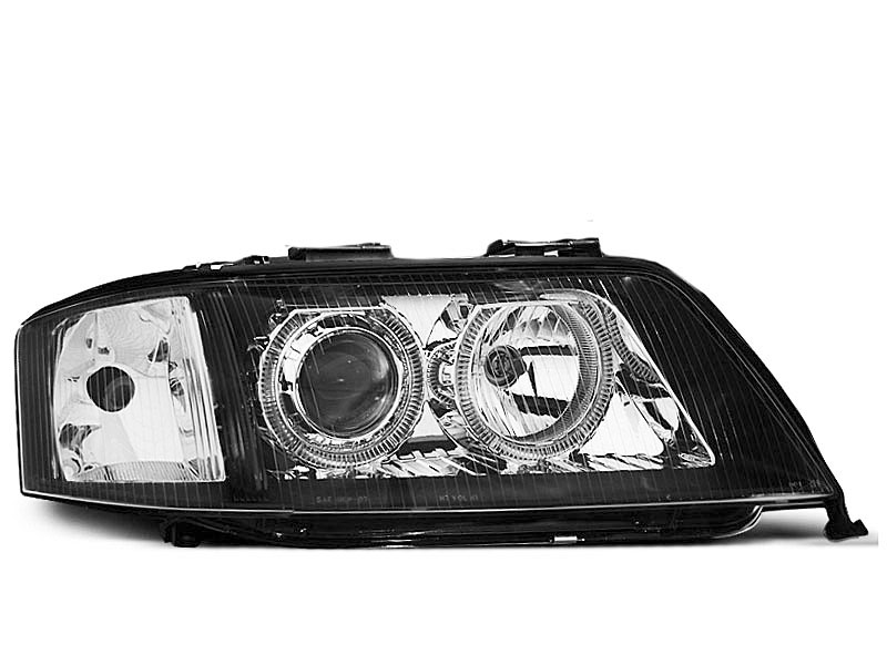 HEADLIGHTS AUDI A6 05.97-09.99 ANGEL EYES BLACK XENON