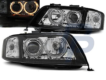 HEADLIGHTS AUDI A6 10.99-06.01 ANGEL EYES BLACK XENON