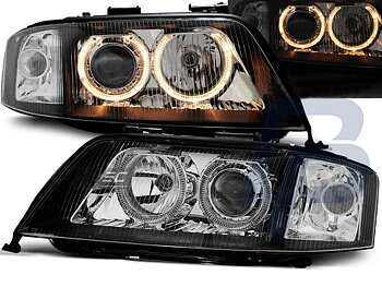 HEADLIGHTS AUDI A6 10.99-06.01 ANGEL EYES BLACK
