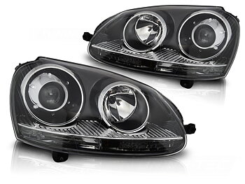 STRÅLKASTARE SVART TILL VW GOLF V 2003-2009