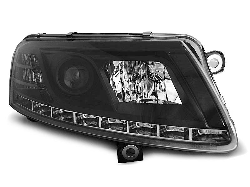 HEADLIGHTS AUDI A6 C6 04.04-08 DRU DRL BLACK  H7