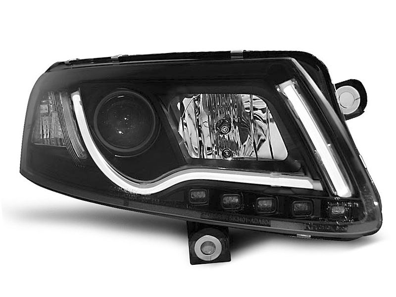 STRÅLKASTARE AUDI A6 C6 04-08 XENON TUBE LIGHTS TRU DRL SVARTA