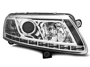 HEADLIGHTS AUDI A6 C6 04.04-08 TRU DRL XENON D2S CHROME