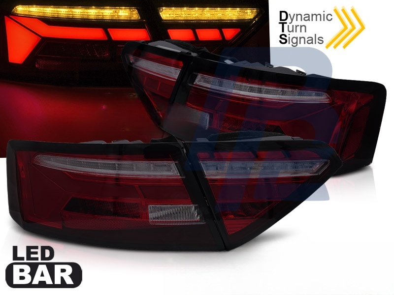 LED Bar Tail Lights Red/Smoked Sequential for Audi A5 11-16 OEM Bulb - 5