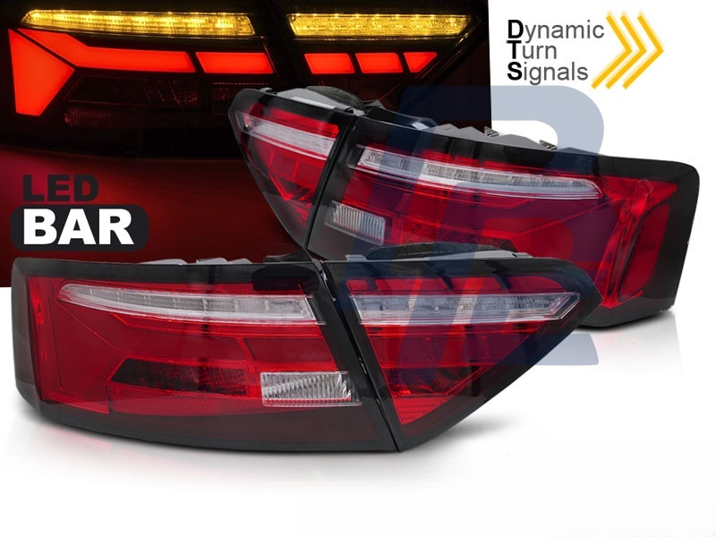LED Bar Tail Lights Red/Clear Sequential for Audi A5 11-16 OEM Bulb - 4
