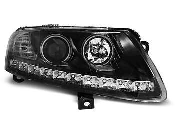 HEADLIGHTS AUDI A6 C6 04.04-08 ANGEL EYES LED BLACK