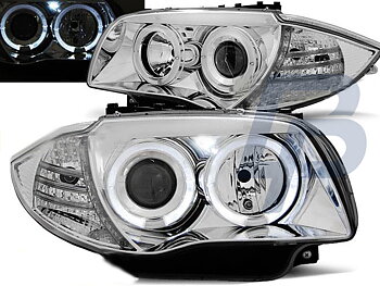 HEADLIGHTS BMW 1 E87 / E81 04-07 ANGEL EYES CHROME