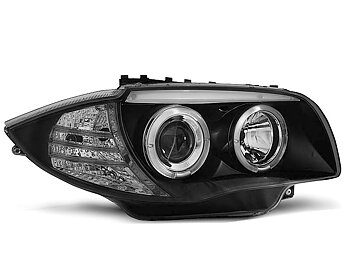 HEADLIGHTS BMW 1 E87 / E81 04-07 ANGEL EYES BLACK