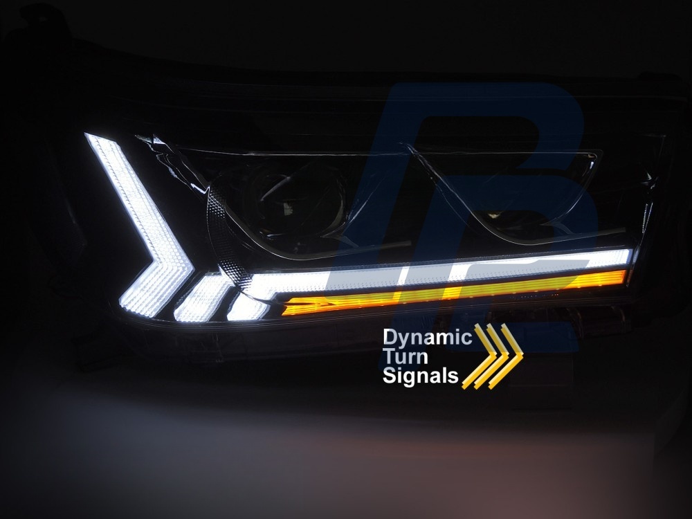 Headlights for Toyota Hilux 2016–2020 Tube LED Black - 5
