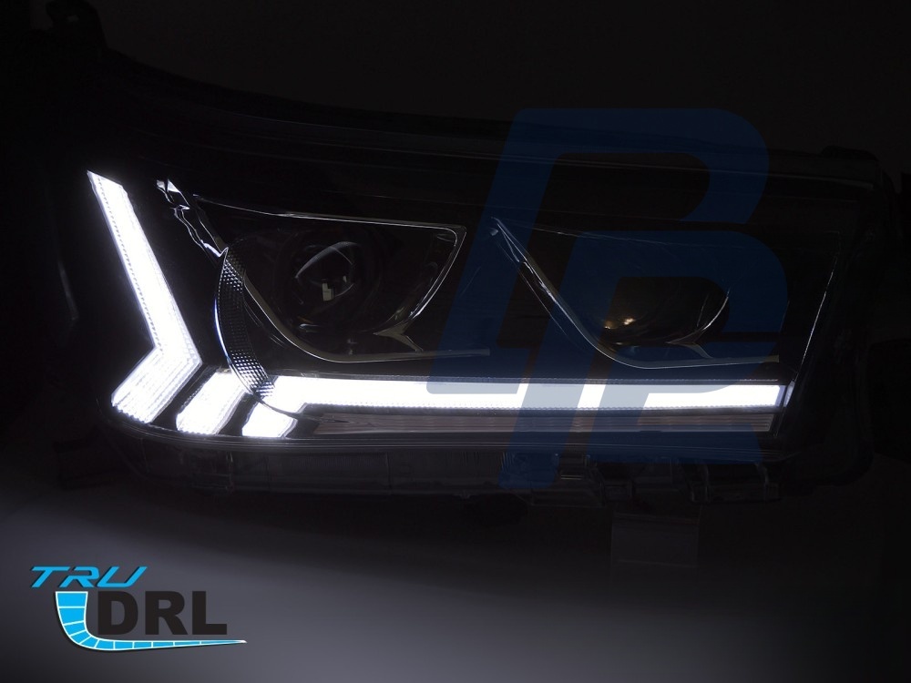Headlights for Toyota Hilux 2016–2020 Tube LED Black - 4