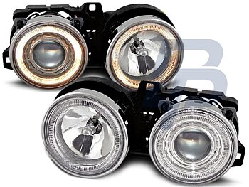 HEADLIGHTS BMW E30 11.82-06.94 ANGEL EYES CHROME