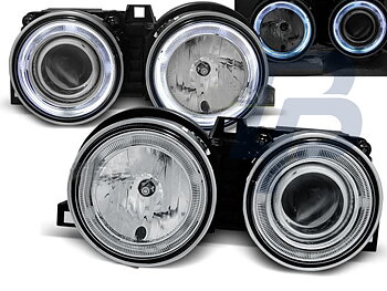 HEADLIGHTS BMW E30 11.82-06.94 ANGEL EYES CHROME