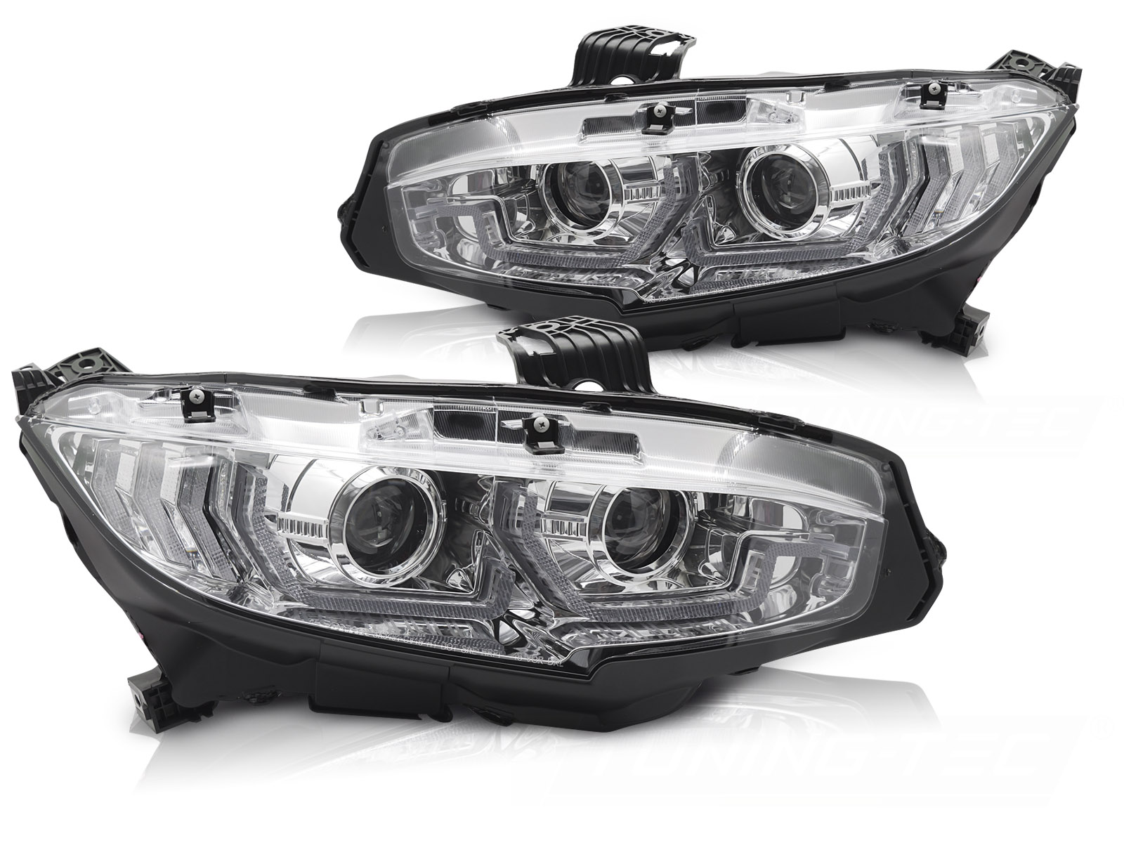 LED-STRÅLKASTARE KROM DRL SEQ TILL HONDA CIVIC X 2016-2021