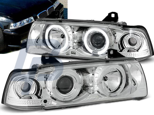 HEADLIGHTS BMW E36 12.90-08.99 ANGEL EYES CHROME - 2