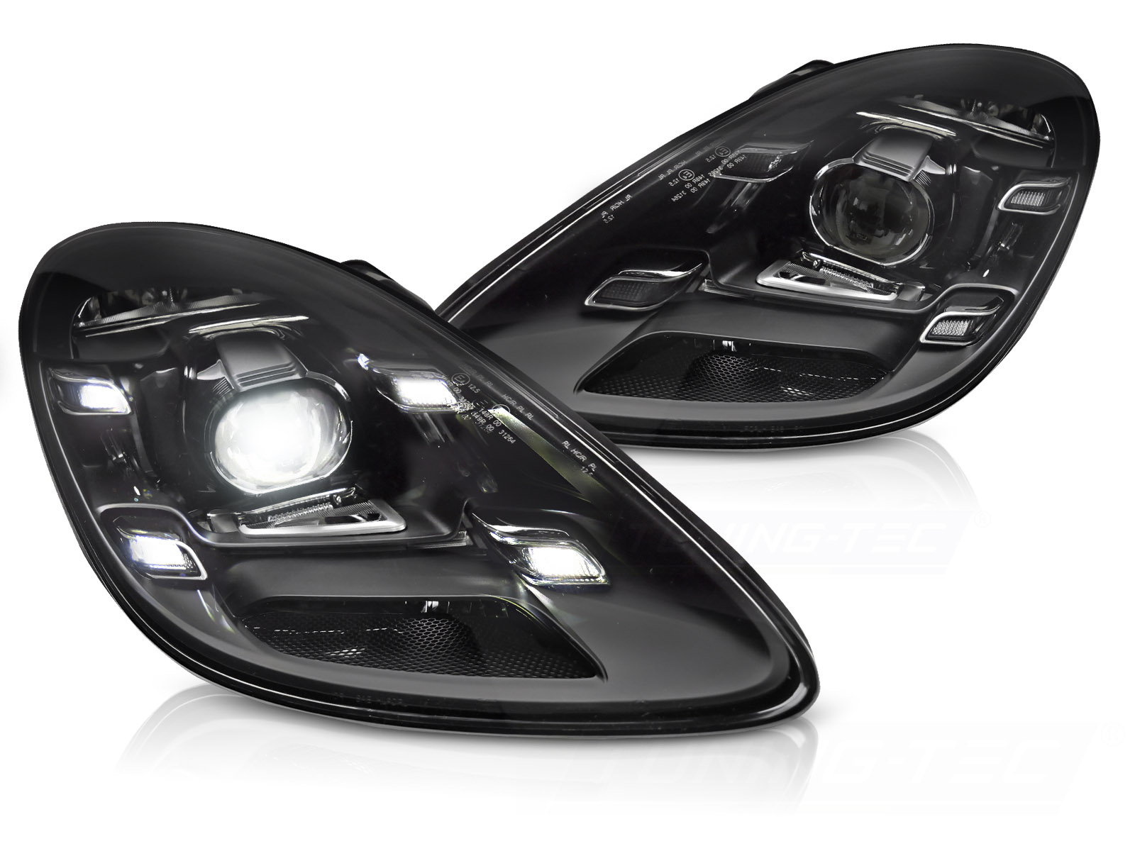 LED-STRÅLKASTARE SVART TILL PORSCHE BOXSTER CAYMAN 718 16