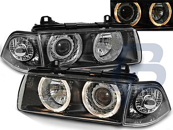HEADLIGHTS BMW E36 12.90-08.99 ANGEL EYES BLACK