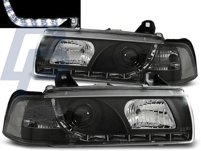 HEADLIGHTS BMW E36 12.90-08.99 DAYLIGHT BLACK - 2