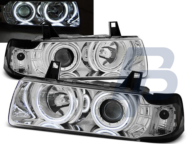 HEADLIGHTS BMW E36 12.90-08.99 S/C/T ANGEL EYES CHROME - 2