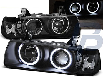 HEADLIGHTS BMW E36 12.90-08.99 S/C/T ANGEL EYES BLACK